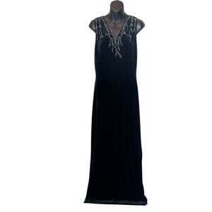 Vintage Reggio women’s 12 black velvet maxi gown babydoll embroidered Whimsigoth